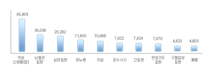 한국인의 주요 사망원인 현황 이미지